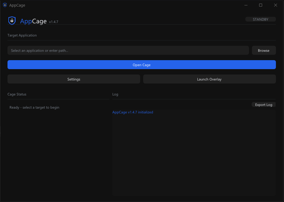 AppCage application interface